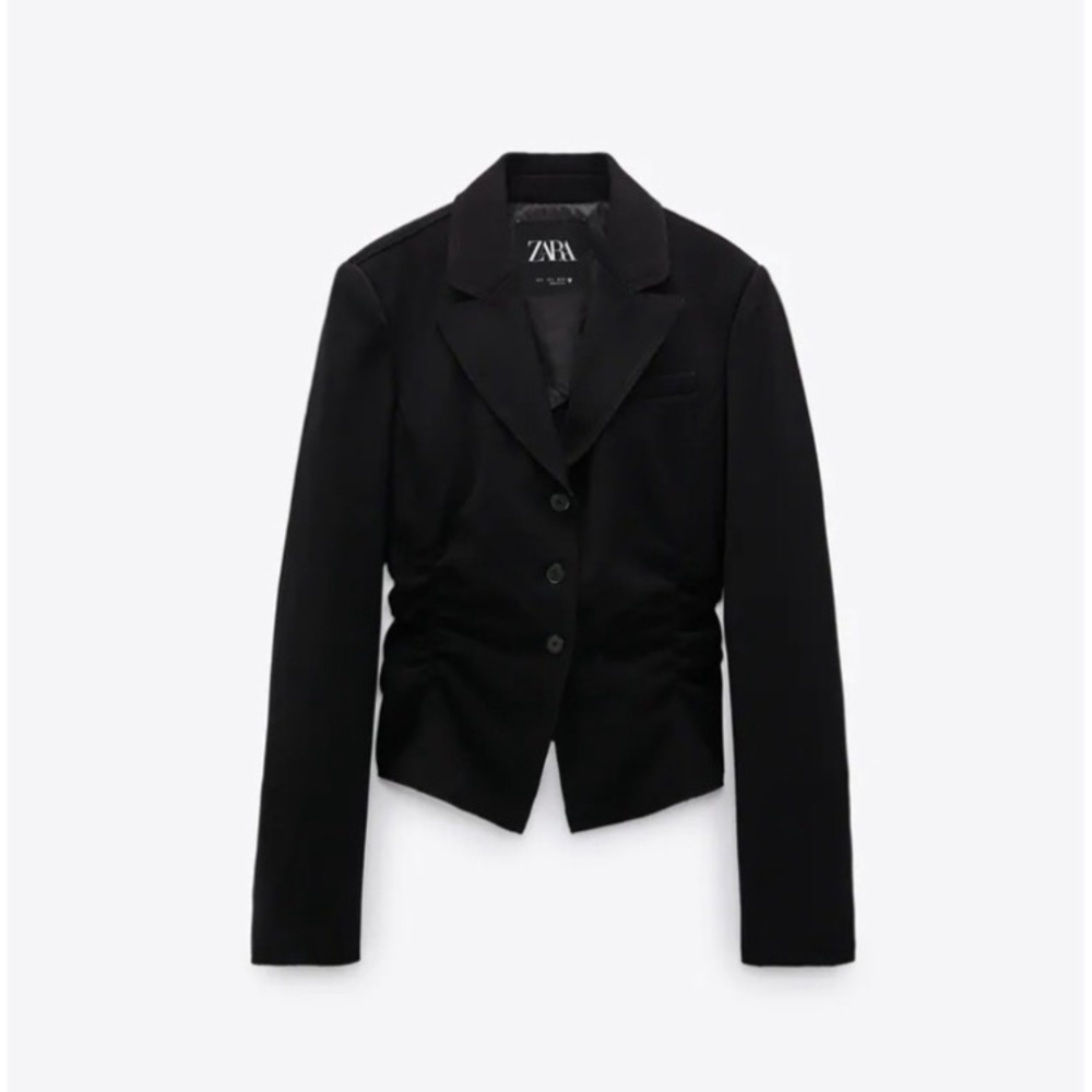 Must Go‼️ Brand New Zara Ruched Fitted Blazer. Read Description 👇 - Picture 2 of 12